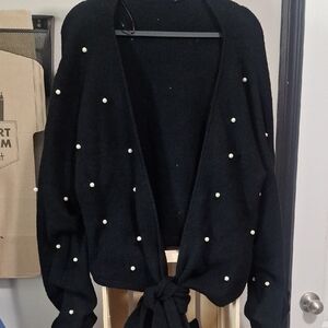 Black Pearl-Embellished Women's Sweater